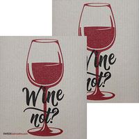 Wine Not? Set of 2 Each Swedish Dishcloths | ECO Friendly Absorbent Cleaning Cloth | Reusable Cleaning Wipes