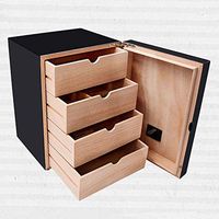 Humidors 150 Cigar Cabinet Cigar Humidor Solid Wood Cigar Alcoholic Cigarette Case Large Capacity Pine Cigar Cabinet Moisturizing Cigarette Case Best Gift (Color : Black, Size : 24.625.333cm)
