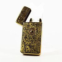 Unishow ® Single Arc Classical Design USB Rechargeable Flameless Windproof Electronic Lighter (Gold Flower)