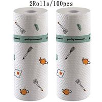 Omigga 2 Rolls Kitchen Disposable Paper Towels - Household Clean Tissue Paper Washable Household Cleaning Cloths Rolls (Color 2)