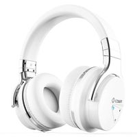 COWIN E7 Active Noise Cancelling Bluetooth Headphones with Microphone Wireless Headphones Over Ear, 30H Playtime for Travel Work TV Computer Cellphone - White