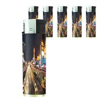 Butane Refillable Electronic Lighter Set of 5 Pieces Las Vegas Design-009