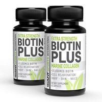 Giant Sports Biotin Plus Marine Collagen for Hair Growth, Skin & Nails | Fuller Stronger Healthier Hair | (2 Pack) 120 Capsules - 10,000 mcg per Serving