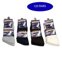 Bulk Case 120 Pairs - Wholesale Physician Approved Diabetic Socks Crew Loose Fit Size 9-11 for Men and Women in 4 Assorted Colors