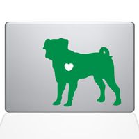 The Decal Guru I Love My Pug Decal Vinyl Sticker, 13" MacBook Air, Green (1487-MAC-13A-LG)