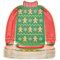 Blue Panda Ugly Sweater Christmas Holiday Party Plates (48 Pack, 9.5 in)