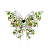 61 Style Women Retro Rhinestone Crystal Flower Wedding Bridal Corsage Brooch Pin Popular Novelty Beauty Party Girls | StyleID - #48_ Green Diamond Butterfly