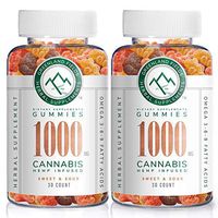 (2-Pack) Organic Hemp Chewy Bears - 1000MG - Active Joint & Muscle Relief, Better Sleep, Sweet & Sour, Infused with Colorado Grown Hemp, Rich in Omega 3-6-9 & Vitamin E, Non-GMO, Vegan.