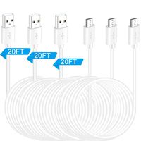 20FT 3Pack Power Extension Cable Cord for WyzeCam,Yi Camera,Oculus Go,Echo Dot Kid Edition,Nest Cam,Kasa Cam,Netvue,Arlo Pro Q,Blink,Furbo Dog,Charging Data Sync Cord for Home Security Cloud Camera