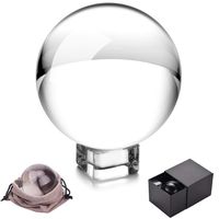 JIHUI Crystal Ball, K9 Crystal Ball Clear 3-1/5 Inch （80mm） with Crystal Stand and Pouch for Decorative Photography Prop