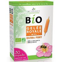 3 Chênes BIO Gelée Royale Extra Fort 30 Ampoules