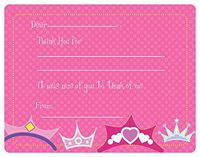 Princess Crowns Fill-in Thank You Note Cards for Kids, 5.5" X 4.25" Notecards with White Envelopes
