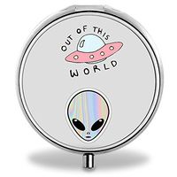 IMLONE Pill Organizer, Customized Alien Out of This World Pill Boxes with 3 Components Metal Pill Container for Purse