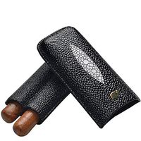 Cigar Accessories Cigar Moisturizing Leather Case Travel Portable Crocodile Skin Pattern 2 Pack Cigar Moisturizing Case