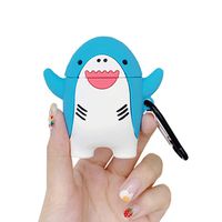 ICI-Rencontrer 3D Vivid Creative Jumping Whale Cartoon Animals Airpods Case Kids Girls Women Cute Wireless Charging Earphone Accessories Soft Silicone Shockproof Protector With Hook Blue
