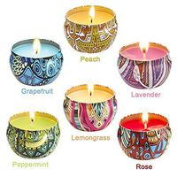 VCOO Scented Candles Gift Set, 100% Soy Wax Candle for Women Smokeless Portable Travel Tin Candles for Aromatherapy and Stress Relief(6 Packs)
