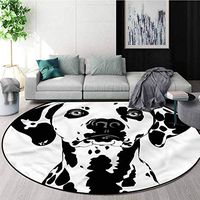 RUGSMAT Dogs Area Silky Smooth Rugs,Dalmatian Breed Domestic Pet Pattern Floor Seat Pad Home Decorative Indoor Round-51