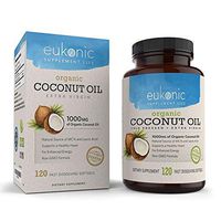 Organic Coconut Oil Capsules Extra Virgin 1000 mg by Eukonic, 120 Softgels, Assists Weight Loss, Supports Healthy Diet & Healthy Cholesterol Levels, Non-GMO, Made in The USA & 3rd Party Tested