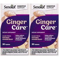 Senokot Ginger Care, Nausea & Upset Stomach Relief, Dietary Supplement Tablet (30 Tablets), Pack of 2