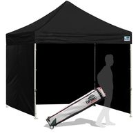 Eurmax 8x8 Feet Ez Pop up Sport Tent, Pop-up Instant Tent, Outdoor Canopies Gazebo with Sidewalls Bonus Roller Bag (Black)