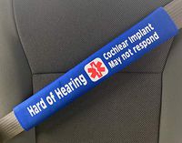 Hard of Hearing/Cochlear Medical Alert Seat Belt Cover (Royal Blue)