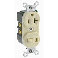 Leviton 5335 20 Amp, 120 Volt, Duplex Style Combination Single Pole Switch/Receptacle, Grounding, Ivory