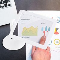 Fdit LED Magnifier, 360 Rotatable Hands-Free 3X Rectangular Screen Reading Magnifying Glass with Stand