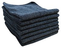Micro Detailers 24 PREMIUM Grade Plush Microfiber Cleaning Cloth by 16"x16" - Highly Absorbent Auto Detailing Towels (Black)