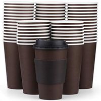 100 Pack Disposable Coffee Cups with Lids 16 oz - Superior Quality 16 Oz Paper Hot Coffee Cups with Sleeves for comfortable Cup holding and tight Lids to prevent leaks