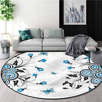 RUGSMAT Landscape Non-Slip Area Rug Pad Round,Nature Theme Flowers Non-Slip Soft Floor Mat Home Decor Round-71