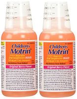 2 Combo Pack Children's Motrin Ibuprofen Pain Fever Reliever Original Berry Flavor of 4 Oz