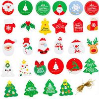 PAMASE 108pcs Christmas Card Paper Gift Tags- 27 Design Xmas Snowflake Santa Elk Tree Snowman Hang Labels with Twine for DIY Crafts Holiday Present Wrap Label Package Christmas Tree Ornament Name Card