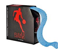 FlexU Kinesiology Tape; Super Saver Pre-Cut I Shape Strips (60 Strips of 2"X10"); Hypoallergenic; Therapeutic Recovery Sports Tape (Blue 115 Feet Pre-Cut)