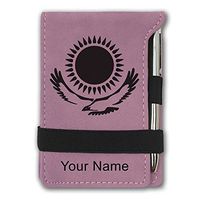 Mini Notepad, Flag of Kazakhstan, Personalized Engraving Included (Pink)