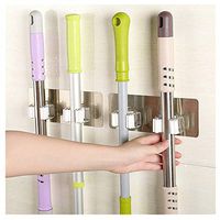 JQjian 1PC Wall Mounted Mop Mop Broom Holder Laundry Office Wall Mounted Mop Organizer Holder Brush Broom (Black)