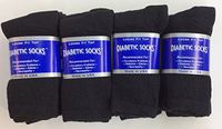 12 Pairs of Mens Black Diabetic Crew Socks 10-13 Size