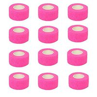 Self Adhesive Bandage Cohesive Warp Bandages Sport Medical Tape Tattoo Grip Cover Nonwovens 1"x5y 12Roll for Stretch Athletic, Ankle Sprains & Swelling, Sports，House Peta & Horse FDA Approved