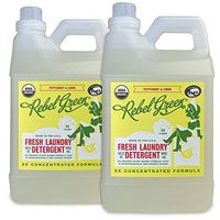 Rebel Green Organic Laundry Detergent, 128 Loads, Hypoallergenic and Natural Liquid Laundry Soap for Sensitive Skin, Peppermint and Lemon