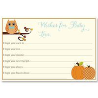 Fall Wish for Baby Cards Autumn is A Hoot Baby Shower Owl Bow Tie Halloween Orange Polka Dots Pumpkins Blue Boys It's A Boy Dear Baby Hello Baby Prayers Dreams Hopes Sprinkle Gift (24 Count)
