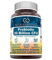 Nutri Essentials Probiotic 30 Billion CFU 10 Strains (Non-GMO) Including Acidophilus, plantarum, rhamnosus etc * Supports Digestive & Immune Health * 120 Veggie Capsules