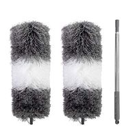 Extendable Feather Duster, Bendable Microfiber Stainless Steel Extra Long Telescopic Dusters, Easy to Absorb Dust Anti Static,for Cleaning High Ceiling Fans, Blinds, Cobweb, Cars,Grey,Section A