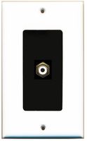 RiteAV - 1 RCA White for Subwoofer Audio Port Wall Plate Decorative - White & Black - Bracket Included