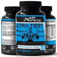 Extra Strength Testosterone Booster Supplement - Ultra Test Enhances Strength, Muscles & Stamina - Supports Healthy Weight & Test Levels with Estrogen Blocker (90 Capsules)