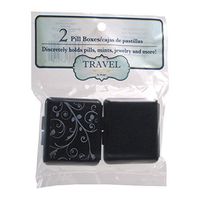 Indestructo Travel Pill Boxes By Designs - 2 Pack Assorted Patterns (Black)