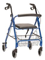 Aluminum Lite 4-Wheel Rollator, Rolling Walker for Seniors, Supports 300lbs, Silver