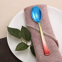 Efavormart 24 Pack Disposable Plastic Spoons | 7"| Rainbow | BPA Free | Ombre Design