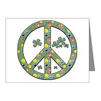 Note Card Peace Symbol Sign Irish Shamrocks
