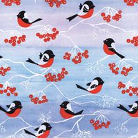 ScandinavianShoppe Christmas Wrapping Paper - Domherre Birds