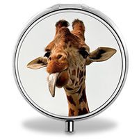 IMLONE Pill Organizer, Customized Cute Giraffe Pill Boxes with 3 Components and Mirror for Travelling and Daily Needs