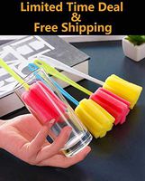 Riforla ⭐⭐⭐⭐⭐ Sponge Cleaning Brush Cleaner with Plastic Long Handle Cup Feeding Bottle Scrubber Washing Cleaning Brushes for Coffee Glasses Pot Milk Cup Mugs Winebottle Baby Bottles